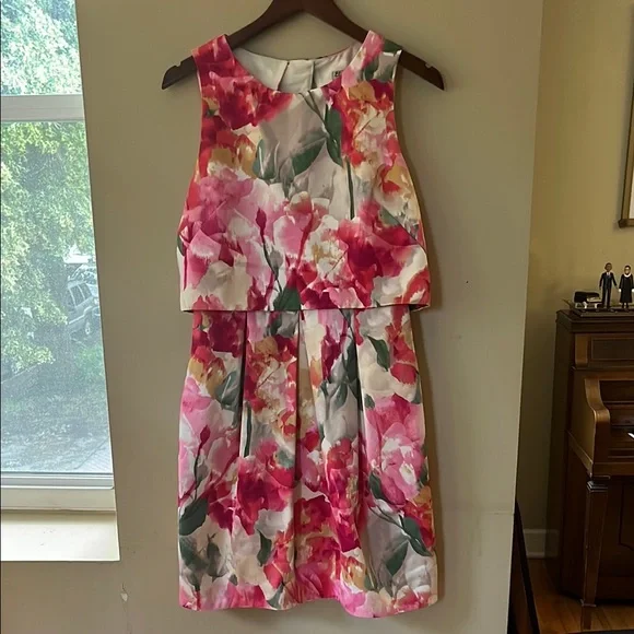Eliza J Pink and Orange Sleeveless Cocktail Dress - Picture 1 of 13